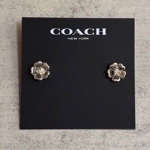 Coach Mini Tea Rose Stud Earrings in Silver